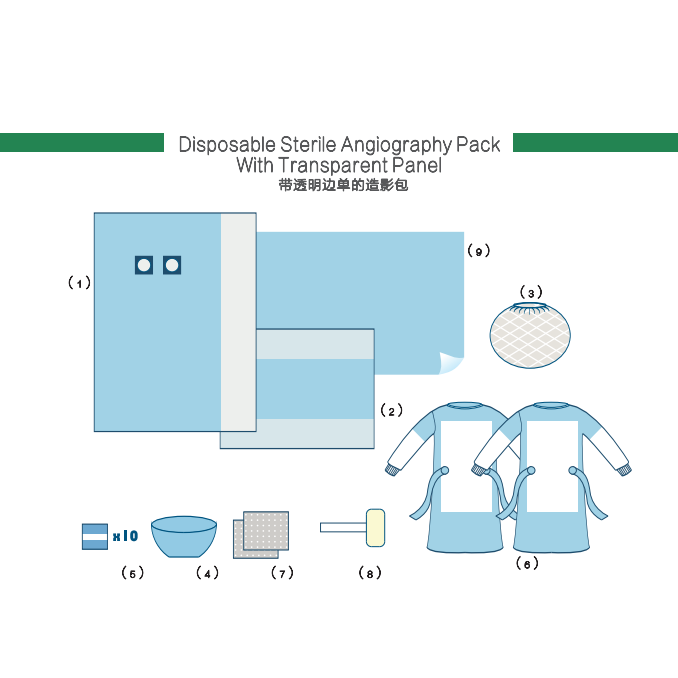 Disposable Sterile Surgical Angiography drape Pack with Transparent Panel